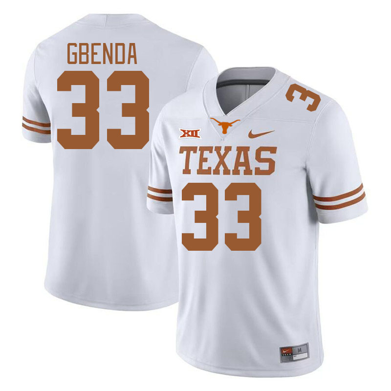 Men #33 David Gbenda Texas Longhorns College Football Jerseys Stitched-White